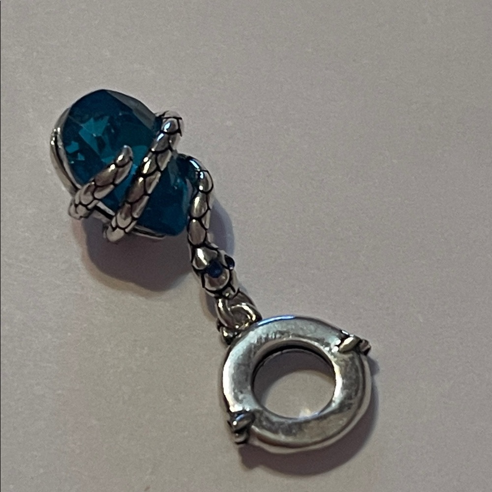 Elegant Pandora 925 Sterling Silver and Blue Snake Charm